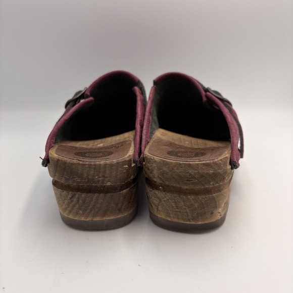 Troentorp Of Sweden Wood Clog Burgundy Purple Suede Slip on Mules Womens 37 6.5 - Picture 8 of 10